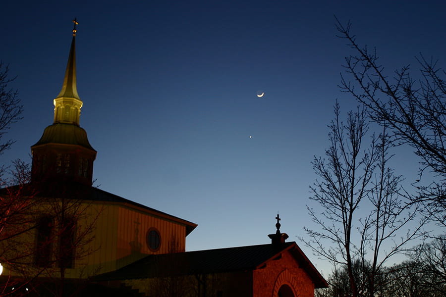 chapel at night