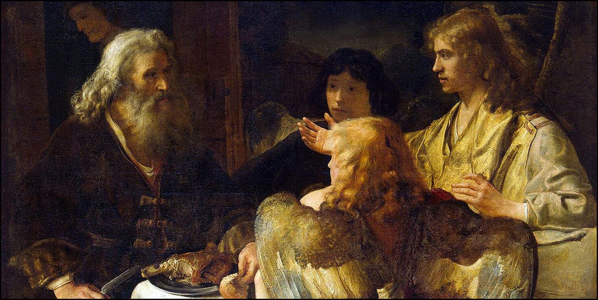 An image of Rembrandt's painting- Abraham and the Three Angels