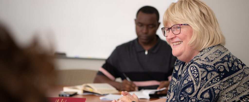 Students in graduate theology classroom