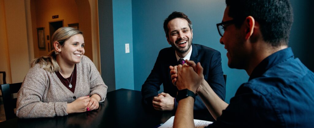 Theology graduate students smiling